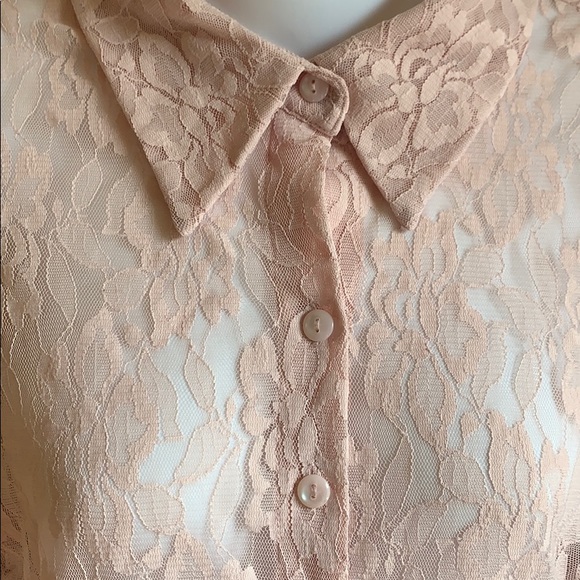 Light Pink Lace Reitman’s Button Up Blouse - Picture 2 of 12